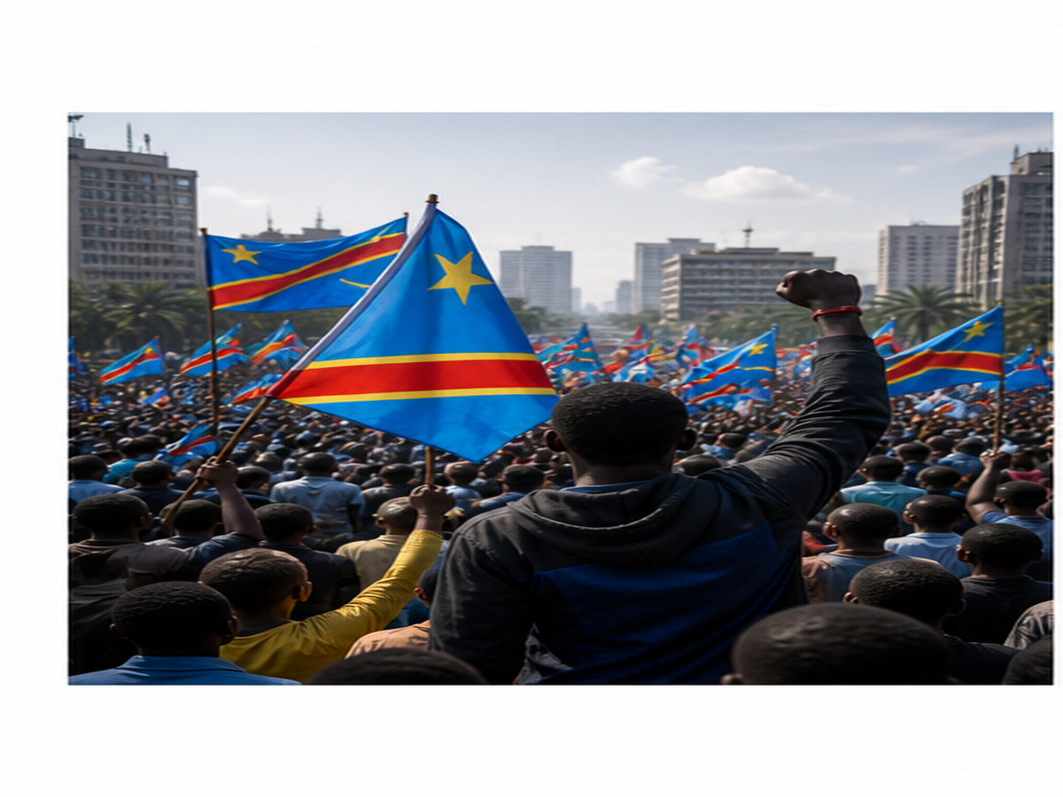 Congolese citizens gathering for human rights and democratic reform